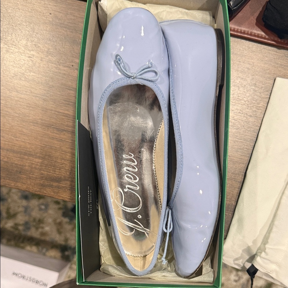 J. Crew Women's Sky Blue Patent Ballet Flats